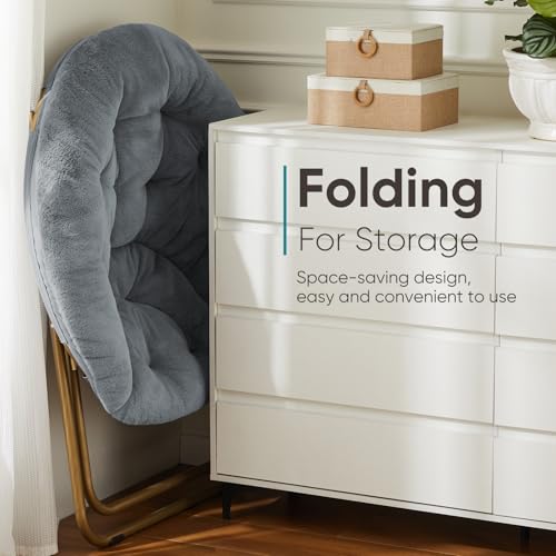 Dumos Foldable Saucer Chair Cozy Faux Fur Lounge For Kids