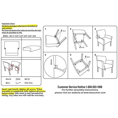 Boss Office Products Reception Chair Box Arm Mahogany Finish