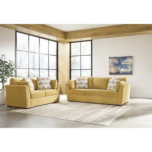 Signature Design By Ashley Sofa Bold Yellow For Living Rooms