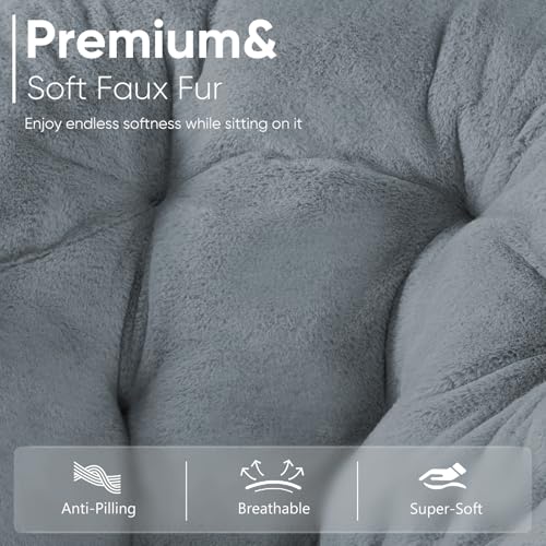 Dumos Foldable Saucer Chair Cozy Faux Fur Lounge For Kids