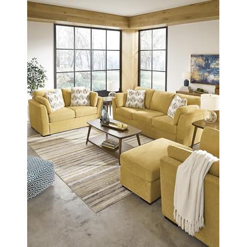 Signature Design By Ashley Sofa Bold Yellow For Living Rooms