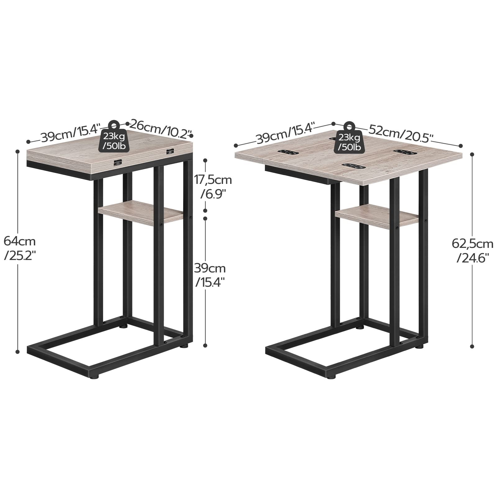 Hoobro Foldable End Table With Expandable Top Smallspaces