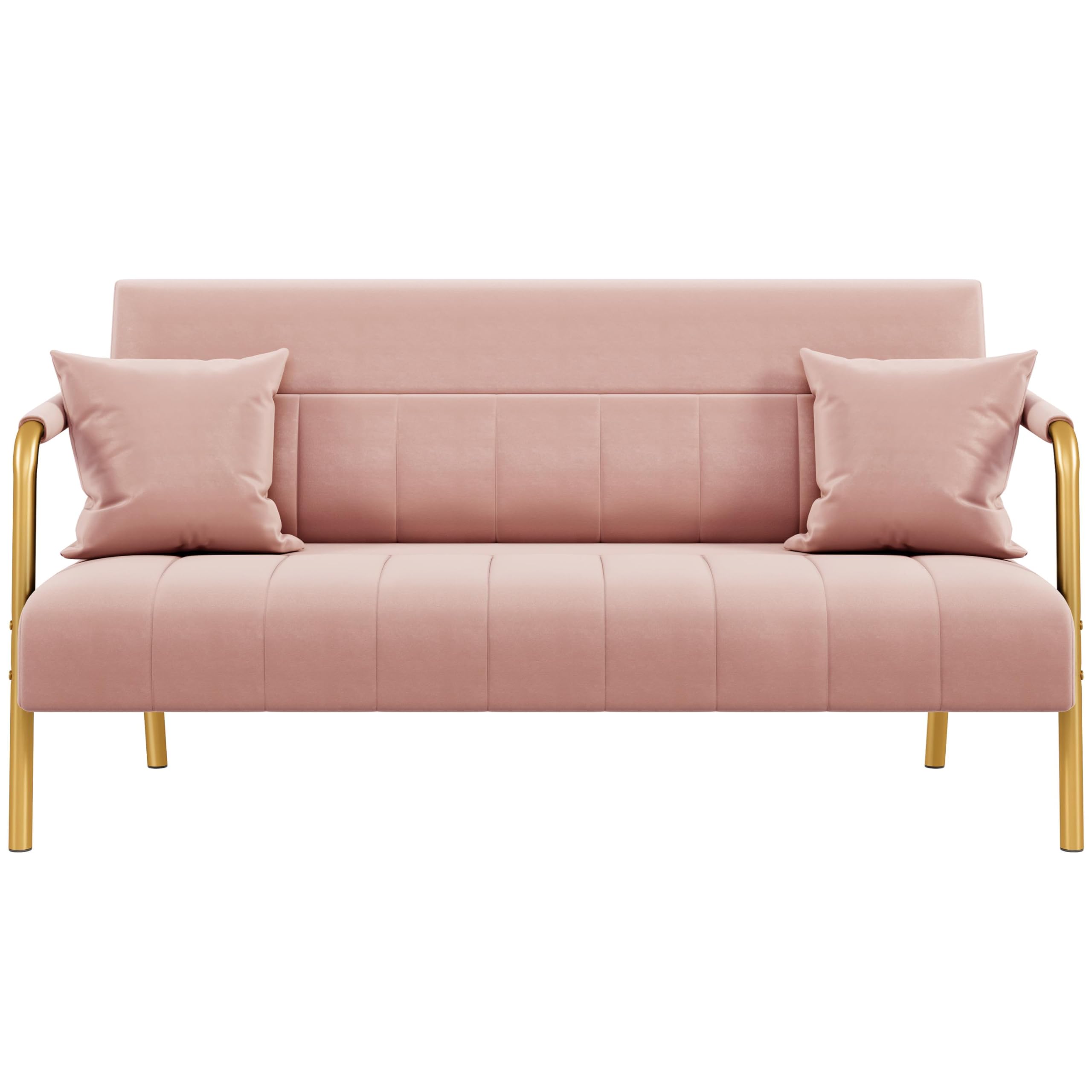 Yaheetech Velvet Sofa Pink Lux Modern Arms For Living Room