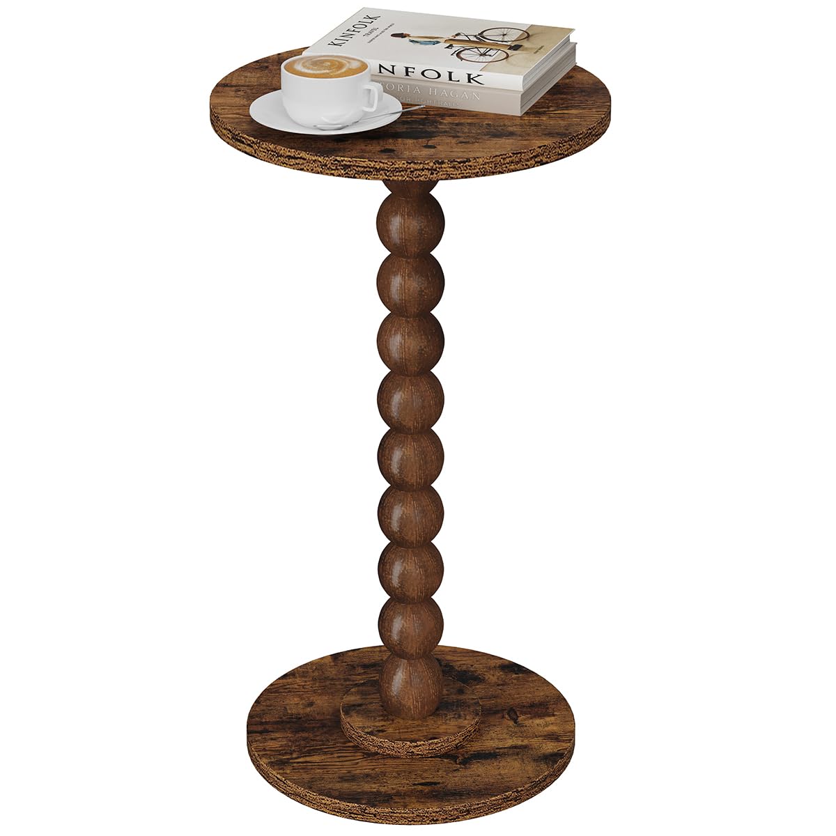 Vimber Round Side Table Walnut Finish For Small Spaces