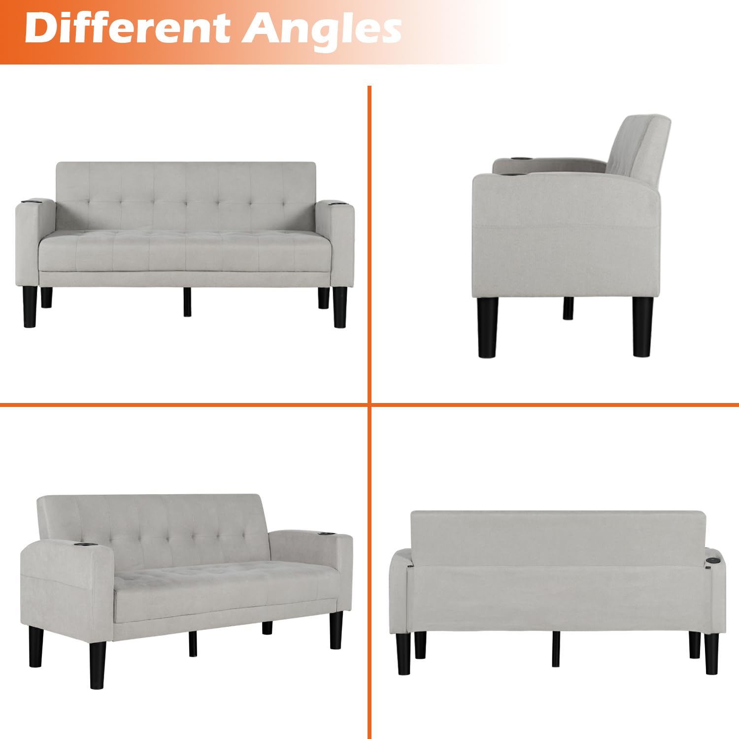 Aileekiss 2 Piece Sofa Set With Usb Ports For Small Spaces