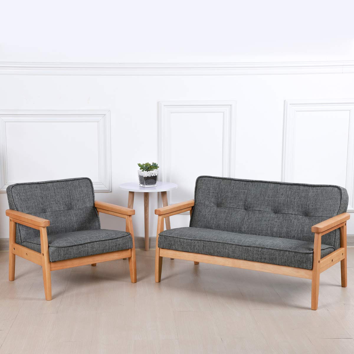 Yoonnie Kids Sofa Chair Double Seater With Solid Wood Arm