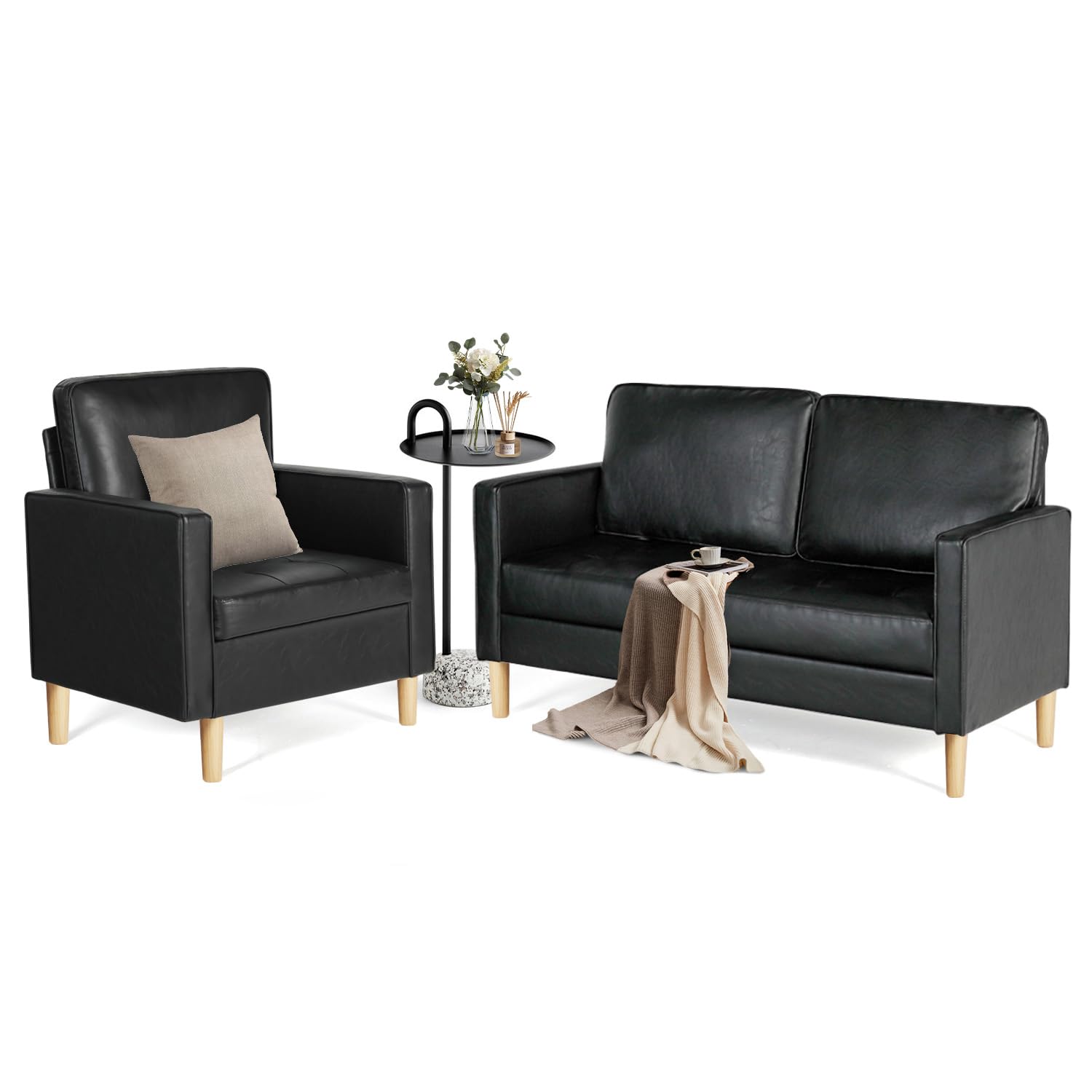 Aileekiss Mid Century Sectional Sofa Set For Small Spaces