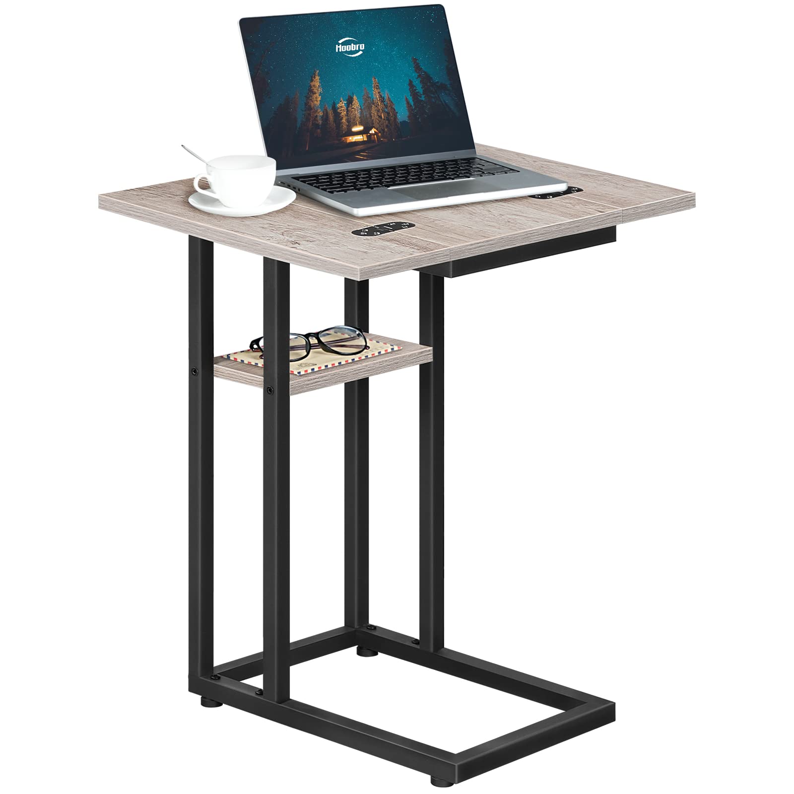 Hoobro Foldable End Table With Expandable Top Smallspaces