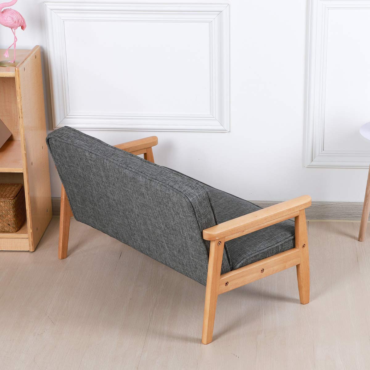 Yoonnie Kids Sofa Chair Double Seater With Solid Wood Arm