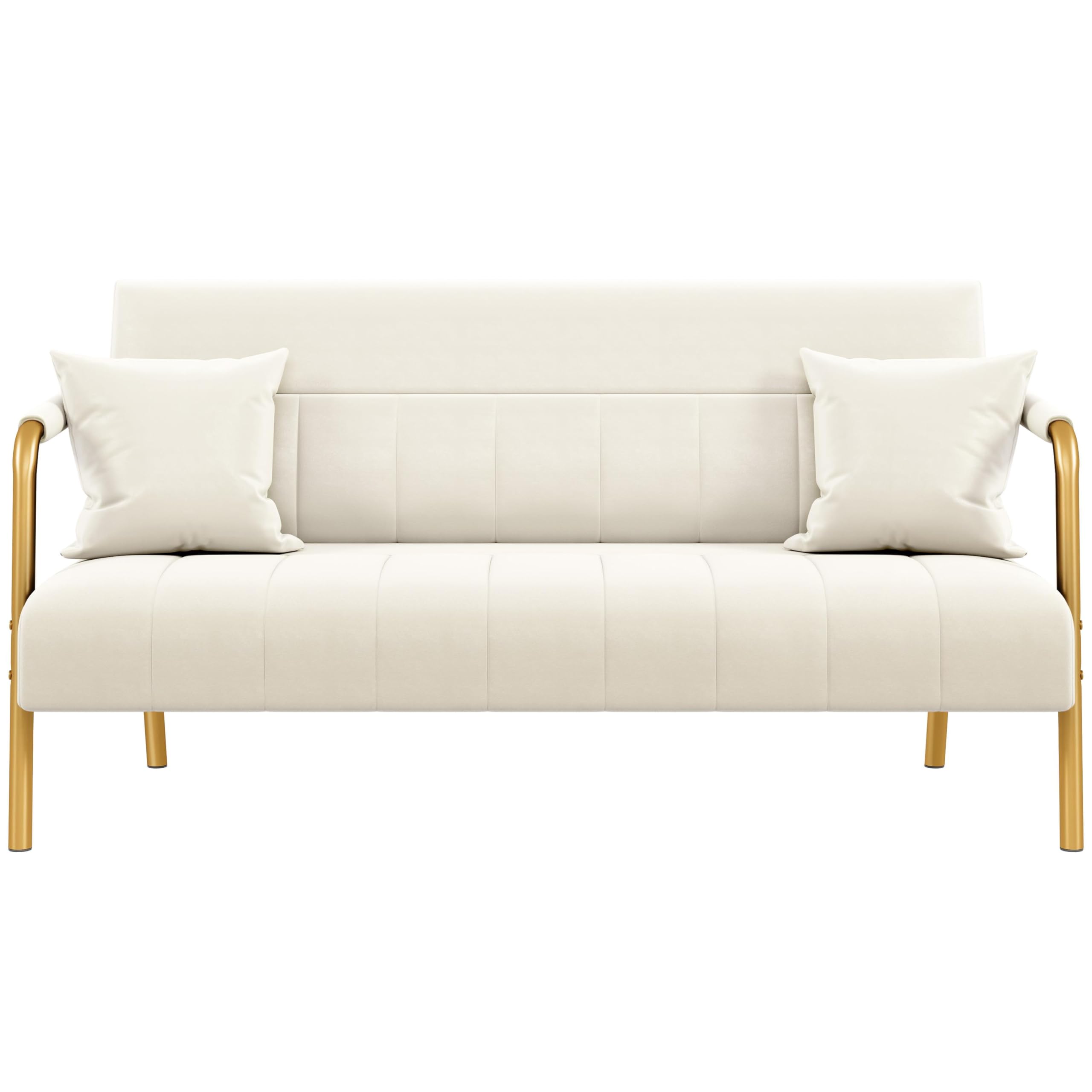Yaheetech Velvet Sofa With Gold Tone Arms For Living Room