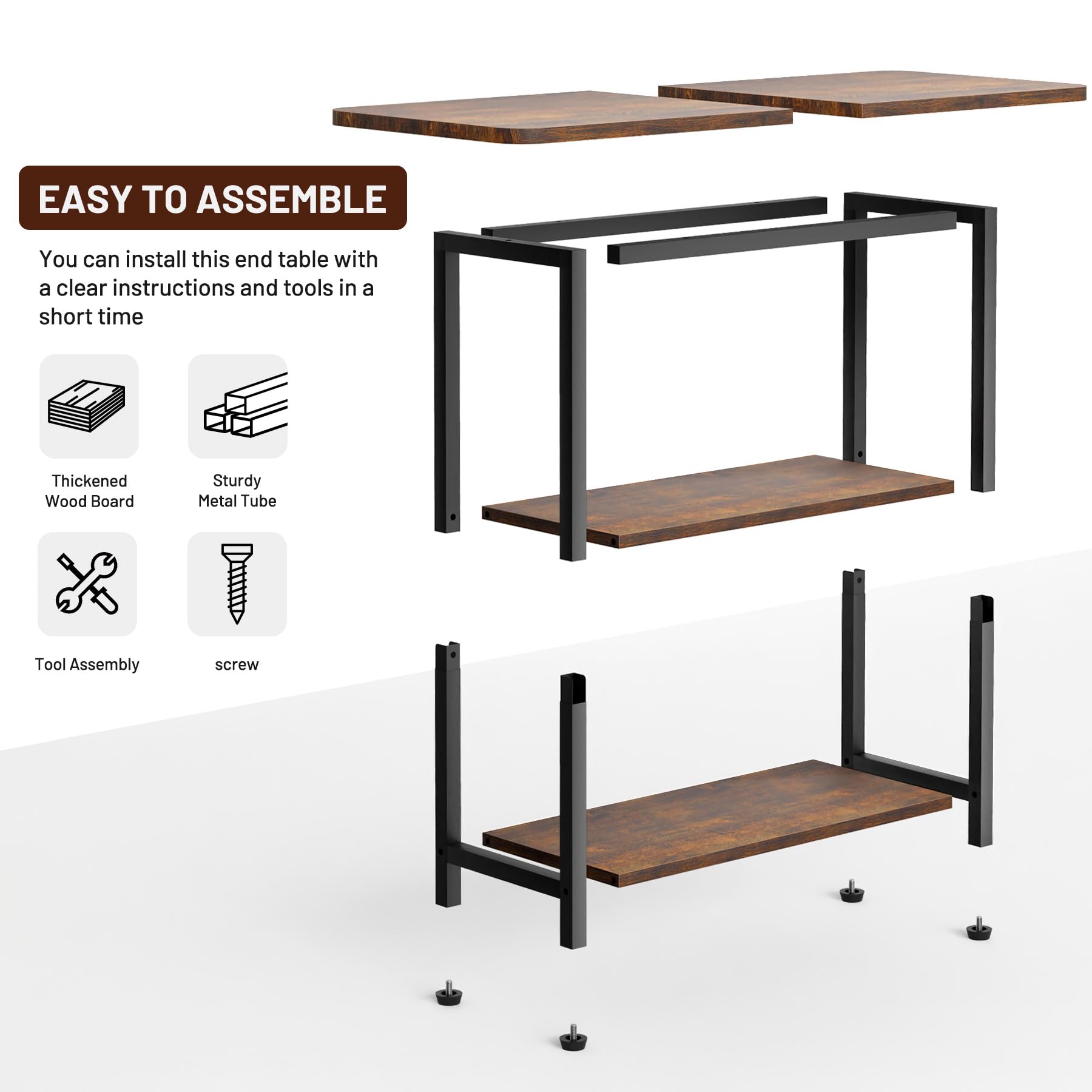 Sleeping Lamb Side Table 3-Tier Narrow With Wide Storage
