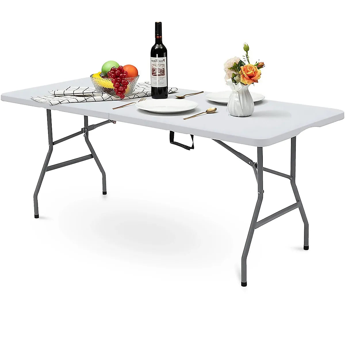 6ft Catering Camping Heavy Duty Folding Trestle Table Picnic Bbq Party-Furniture Kingdom