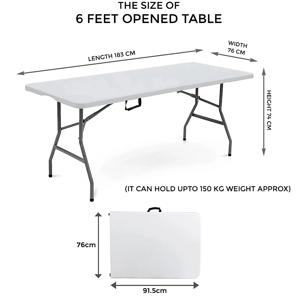 6ft Catering Camping Heavy Duty Folding Trestle Table Picnic Bbq Party-Furniture Kingdom