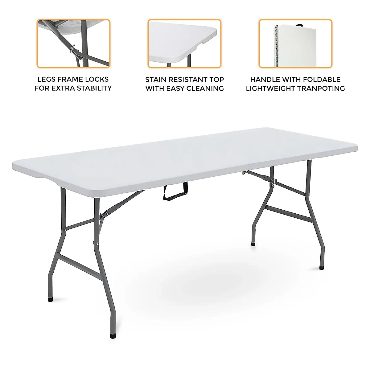 6ft Catering Camping Heavy Duty Folding Trestle Table Picnic Bbq Party-Furniture Kingdom