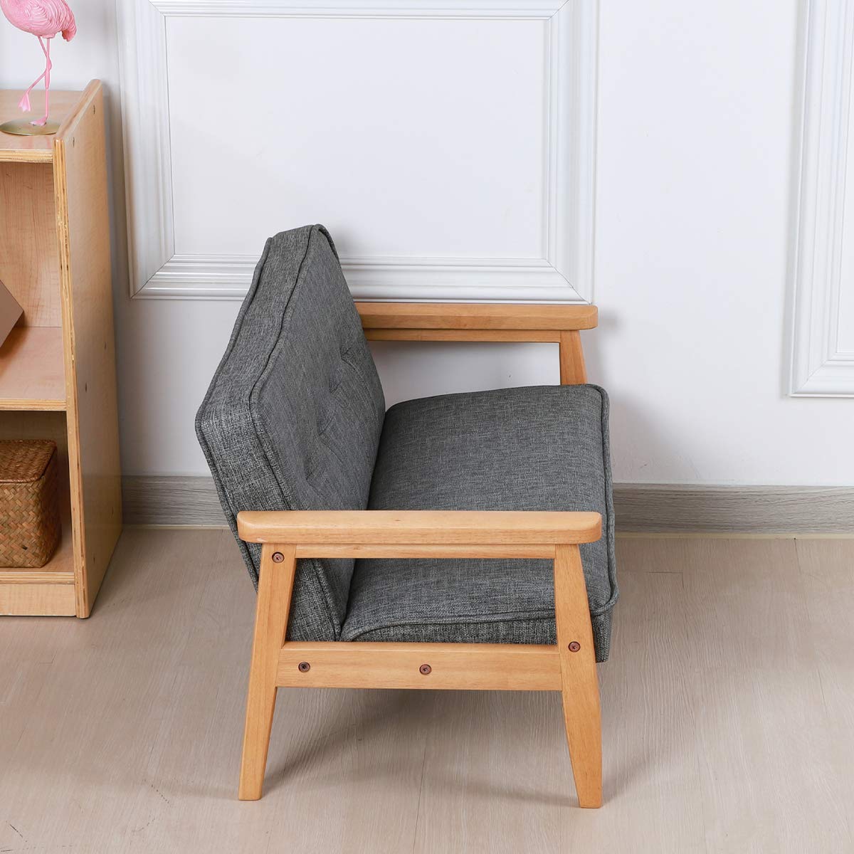 Yoonnie Kids Sofa Chair Double Seater With Solid Wood Arm