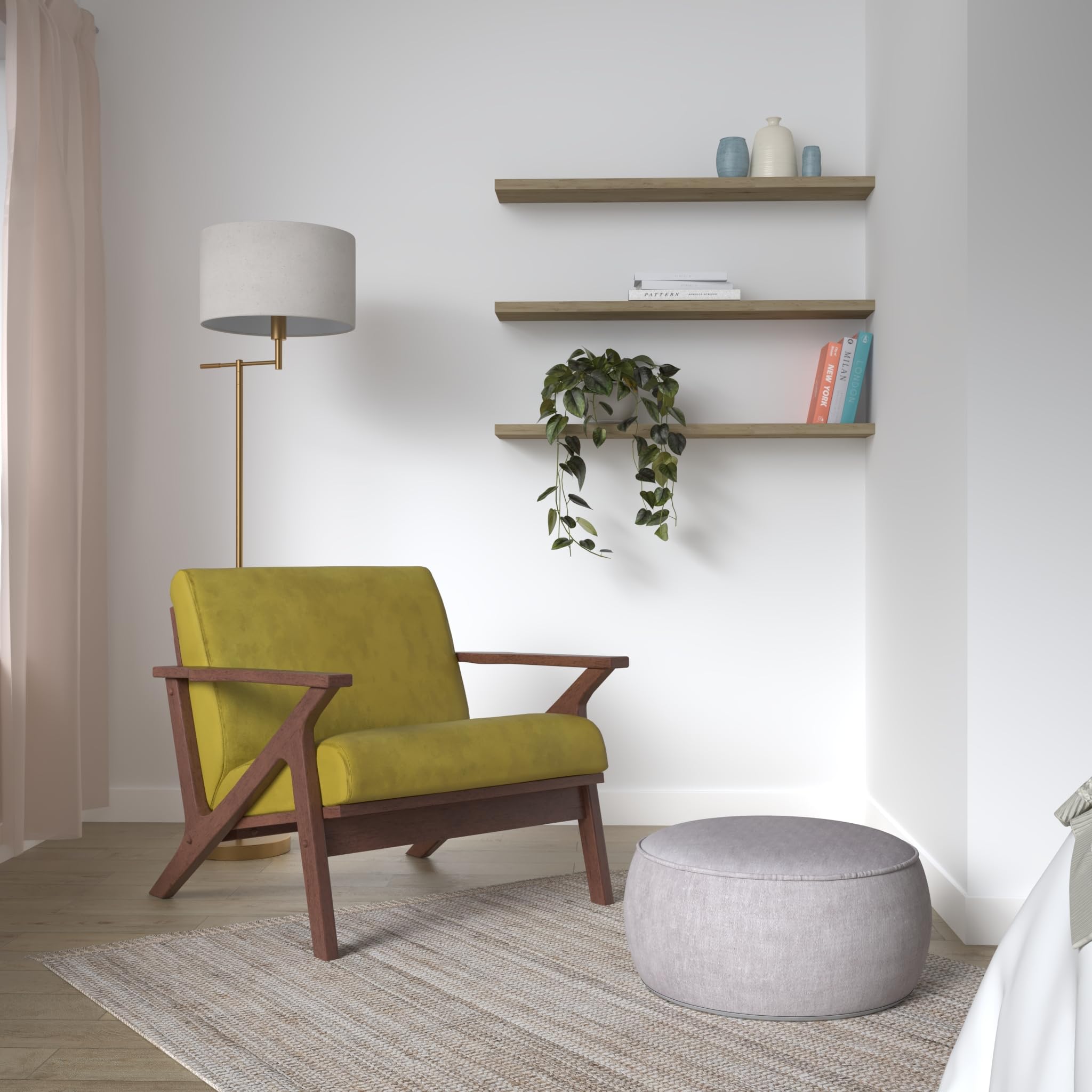 Omax Decor Mid Century Modern Accent Chair Velvet Livingroom