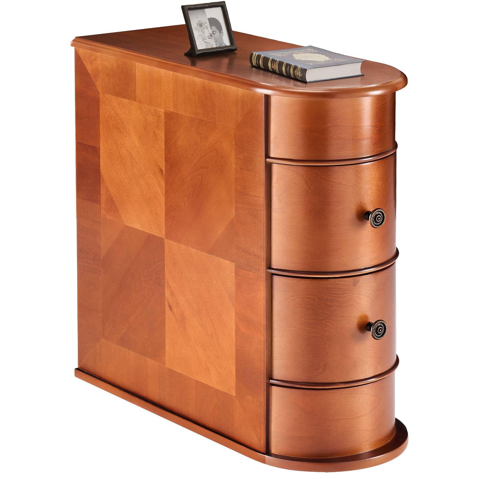 Sweetcrispy End Table With 2 Drawers Slim For Small Rooms