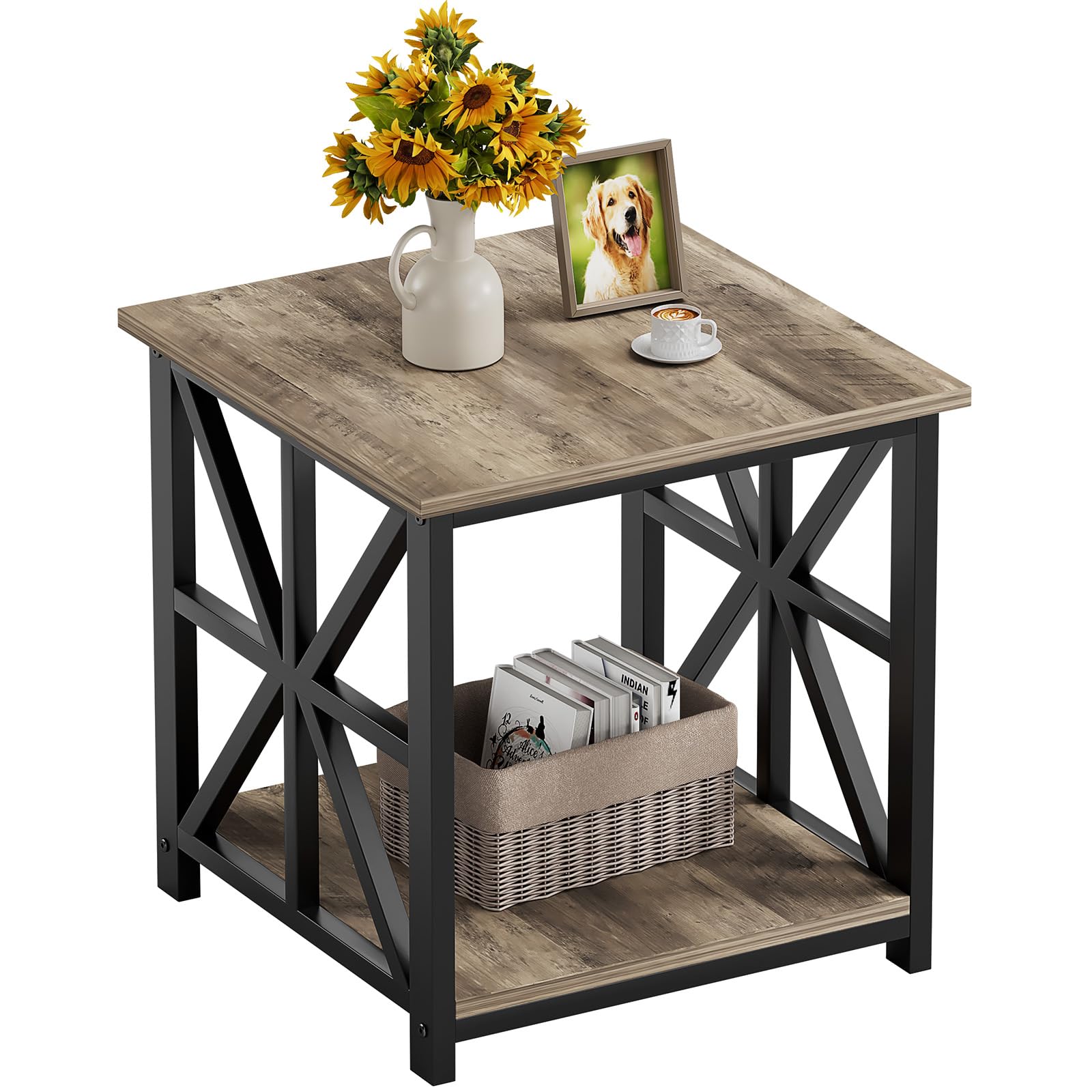 Greenforest End Table 2 Tier Storage For Living Room Modern