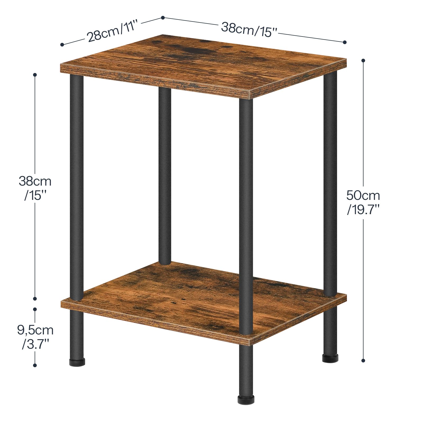 Hoobro End Table For Small Spaces 2-Tier Storage Shelves