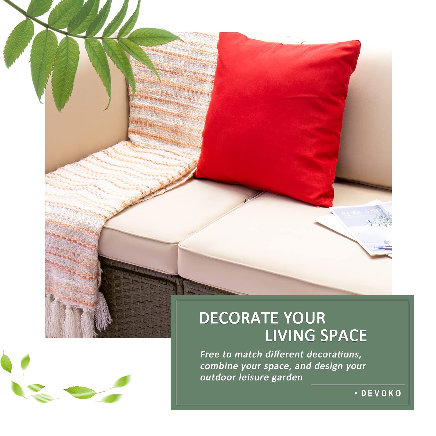 Devoko All Weather Patio Sofa Set For Backyard Comfort