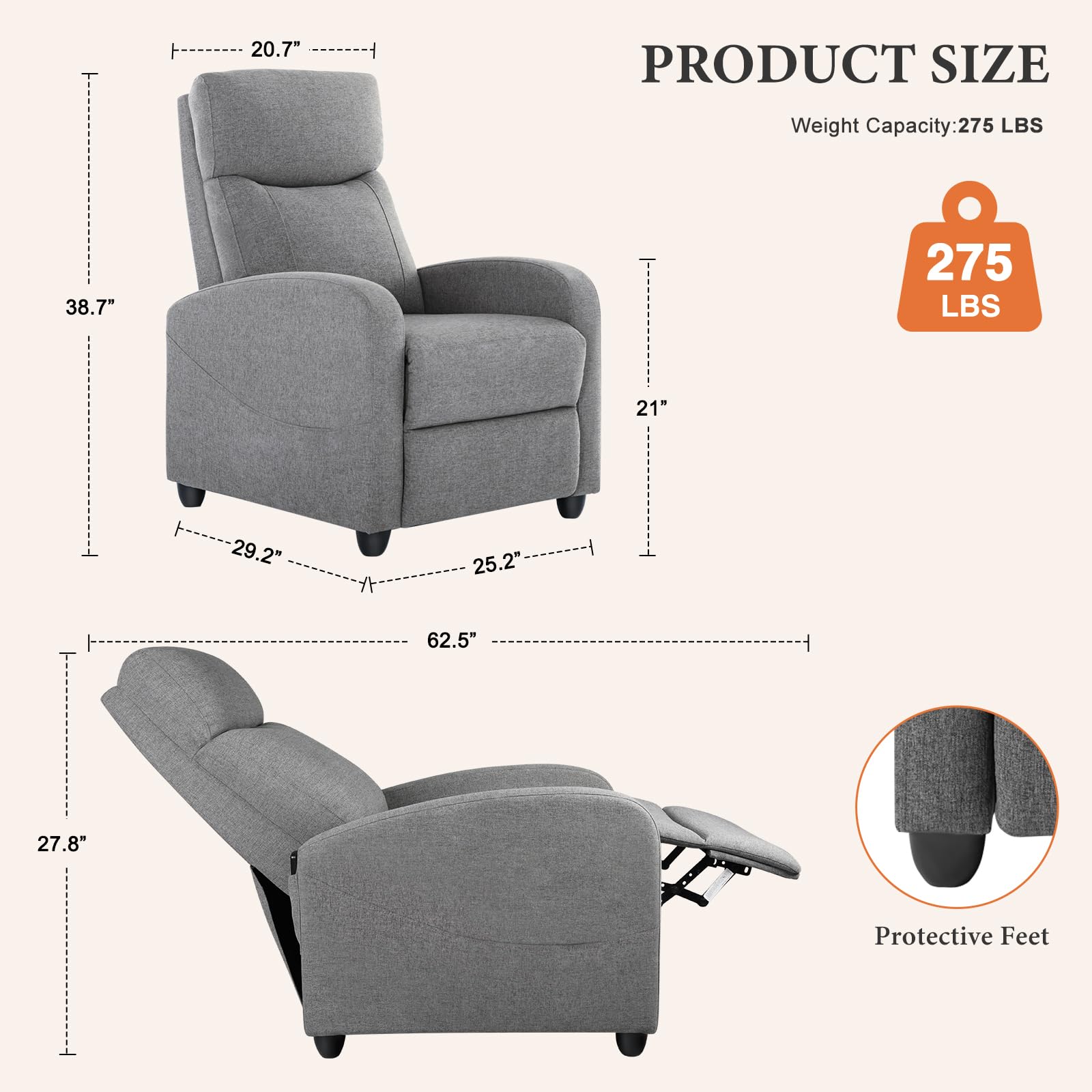 Sweetcrispy Massage Recliner Chair Adjustable For Adults