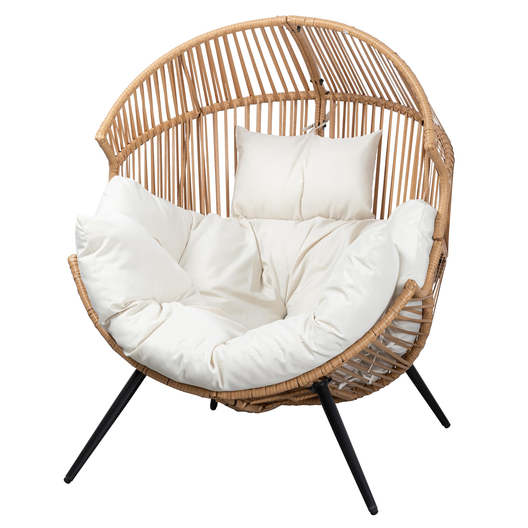 Jamfly Egg Chair Wicker Indoor Outdoor Lounger With Cushion