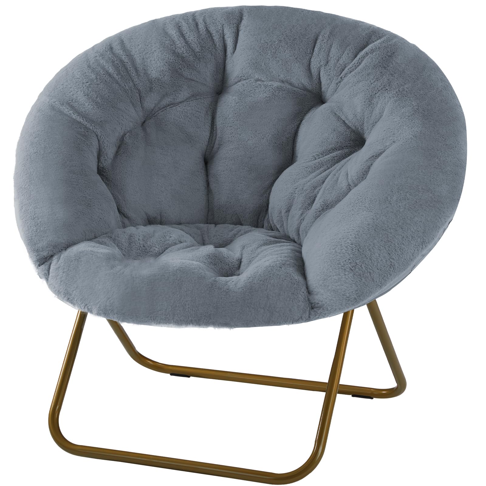 Dumos Foldable Saucer Chair Cozy Faux Fur Lounge For Kids