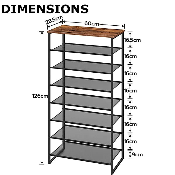8-Tier Shoe Rack With Detachable Mesh-Furniture Kingdom