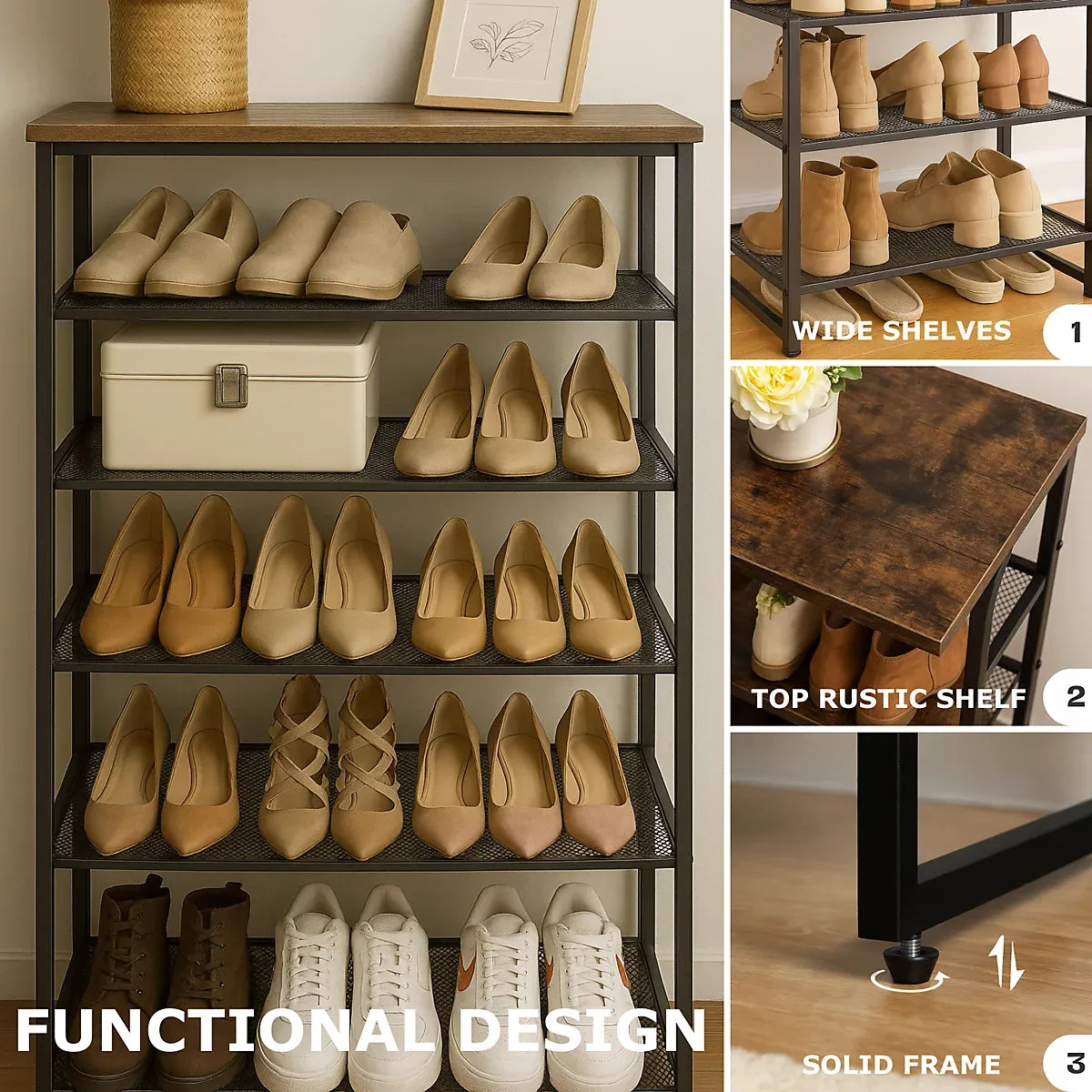 8-Tier Shoe Rack With Detachable Mesh-Furniture Kingdom