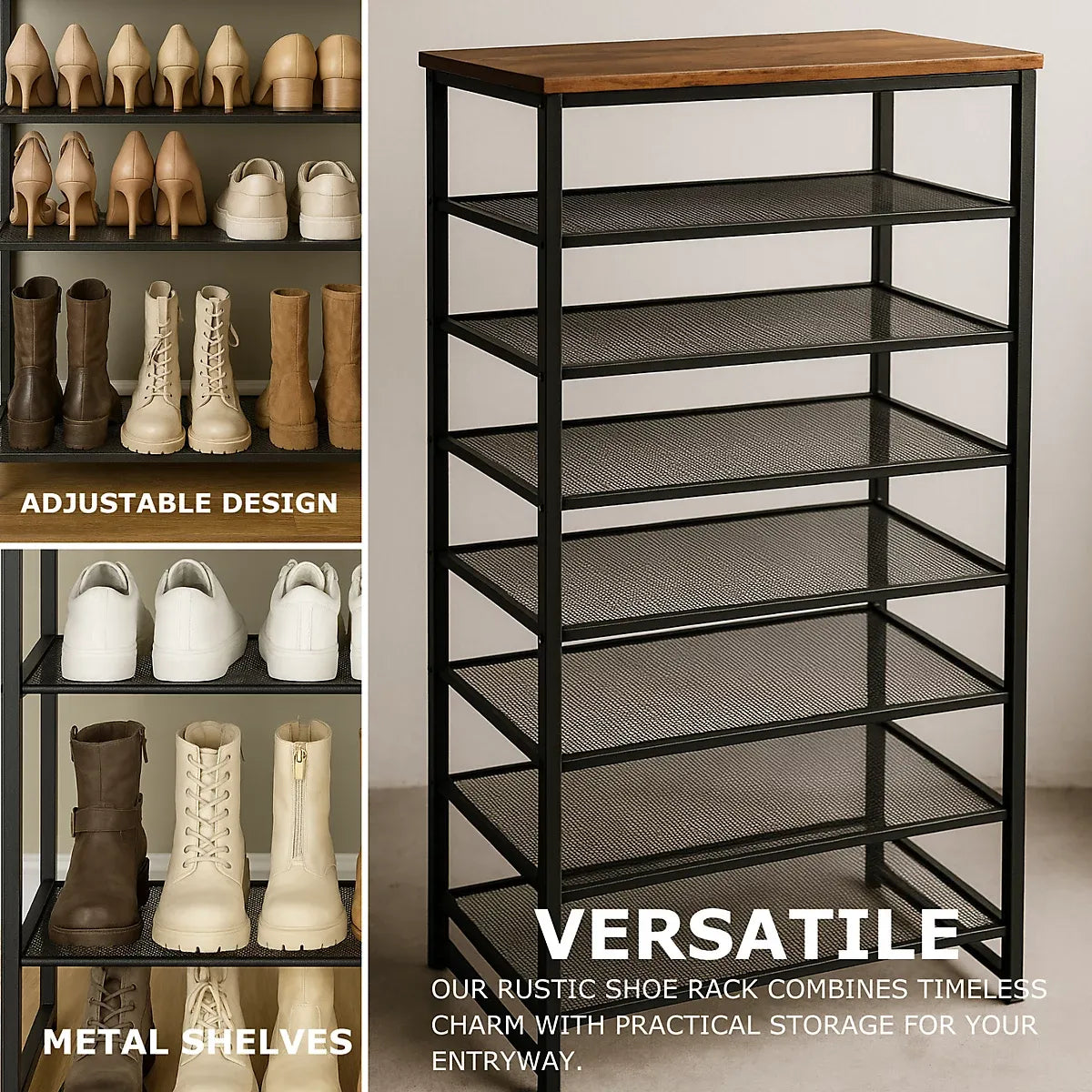 8-Tier Shoe Rack With Detachable Mesh-Furniture Kingdom
