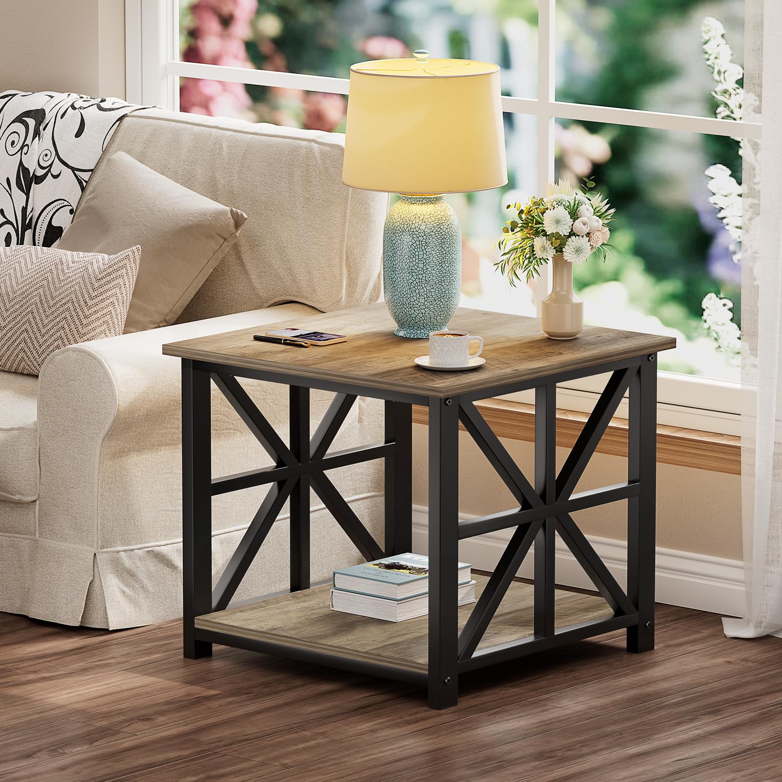 Greenforest End Table 2 Tier Storage For Living Room Modern