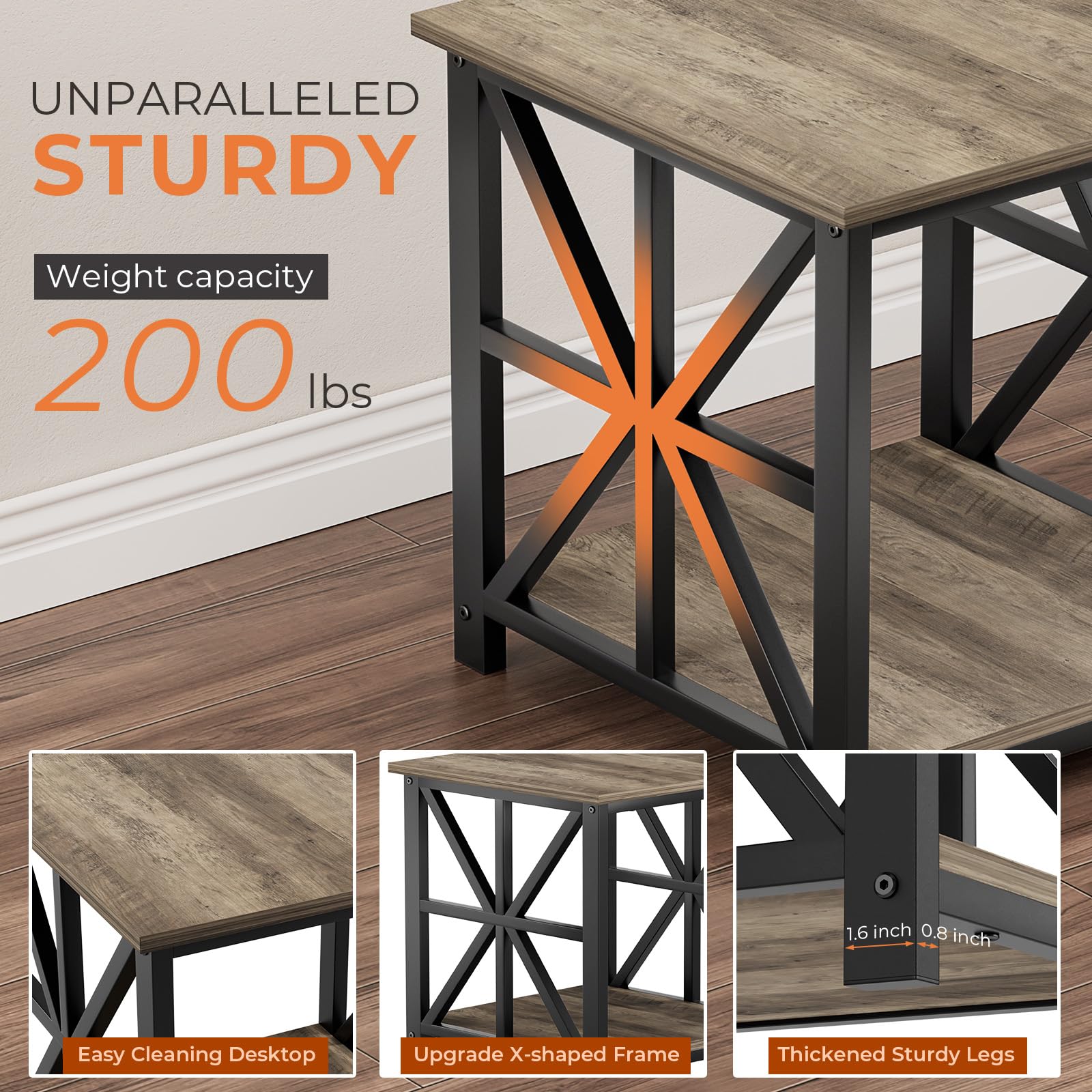 Greenforest End Table 2 Tier Storage For Living Room Modern