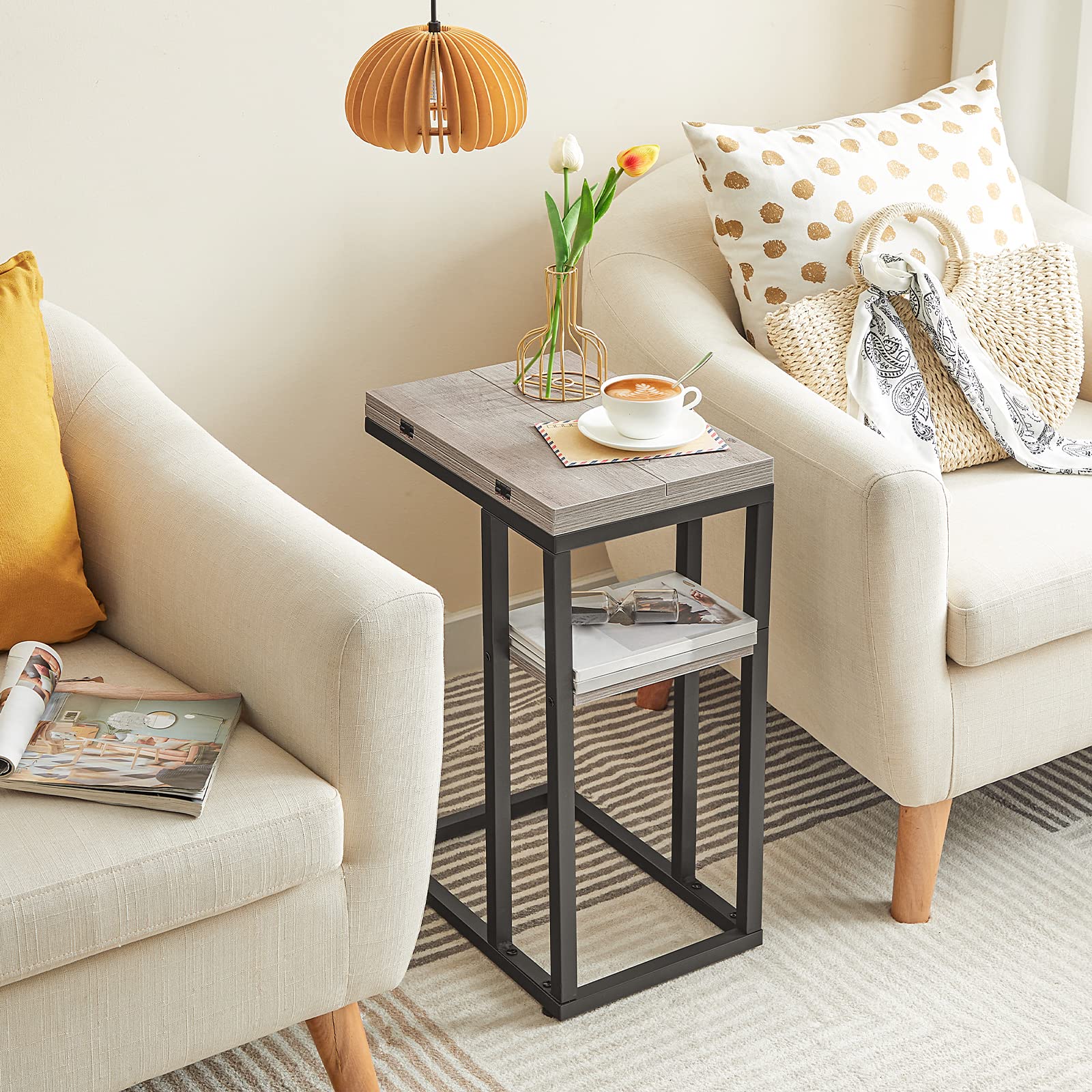Hoobro Foldable End Table With Expandable Top Smallspaces