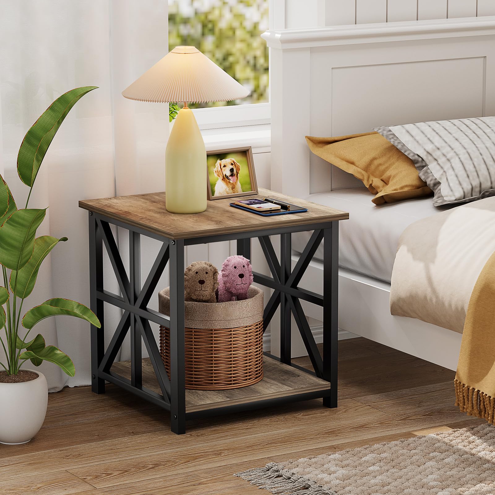Greenforest End Table 2 Tier Storage For Living Room Modern