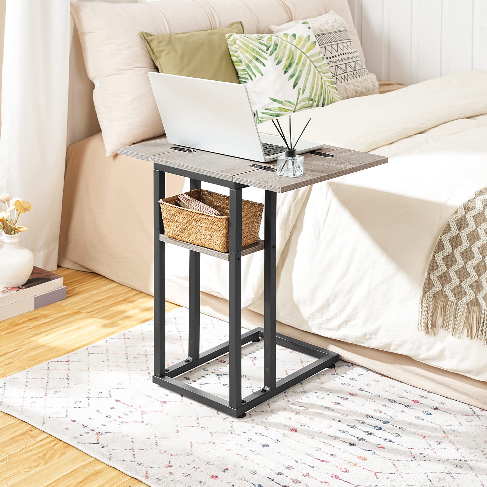 Hoobro Foldable End Table With Expandable Top Smallspaces