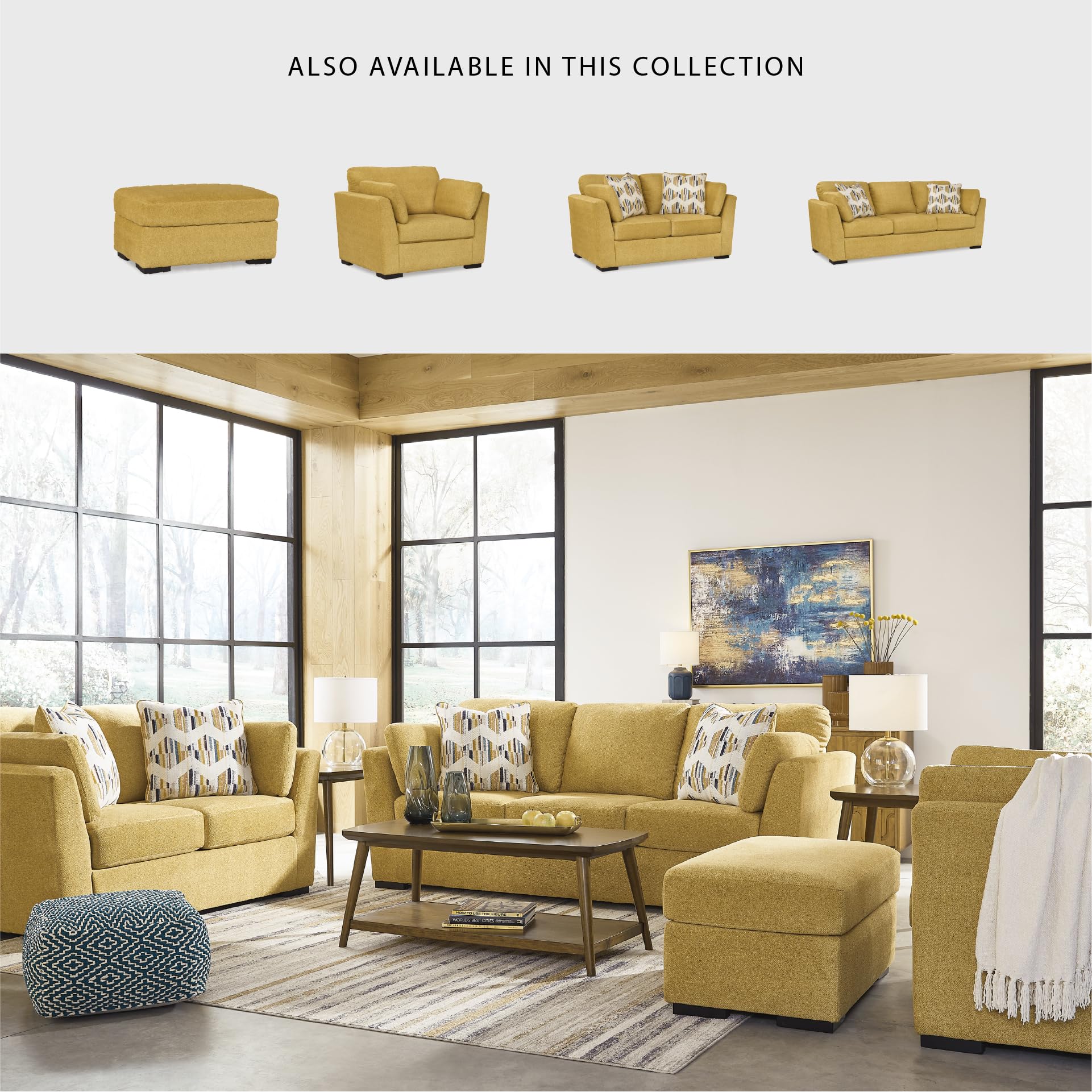 Signature Design By Ashley Sofa Bold Yellow For Living Rooms