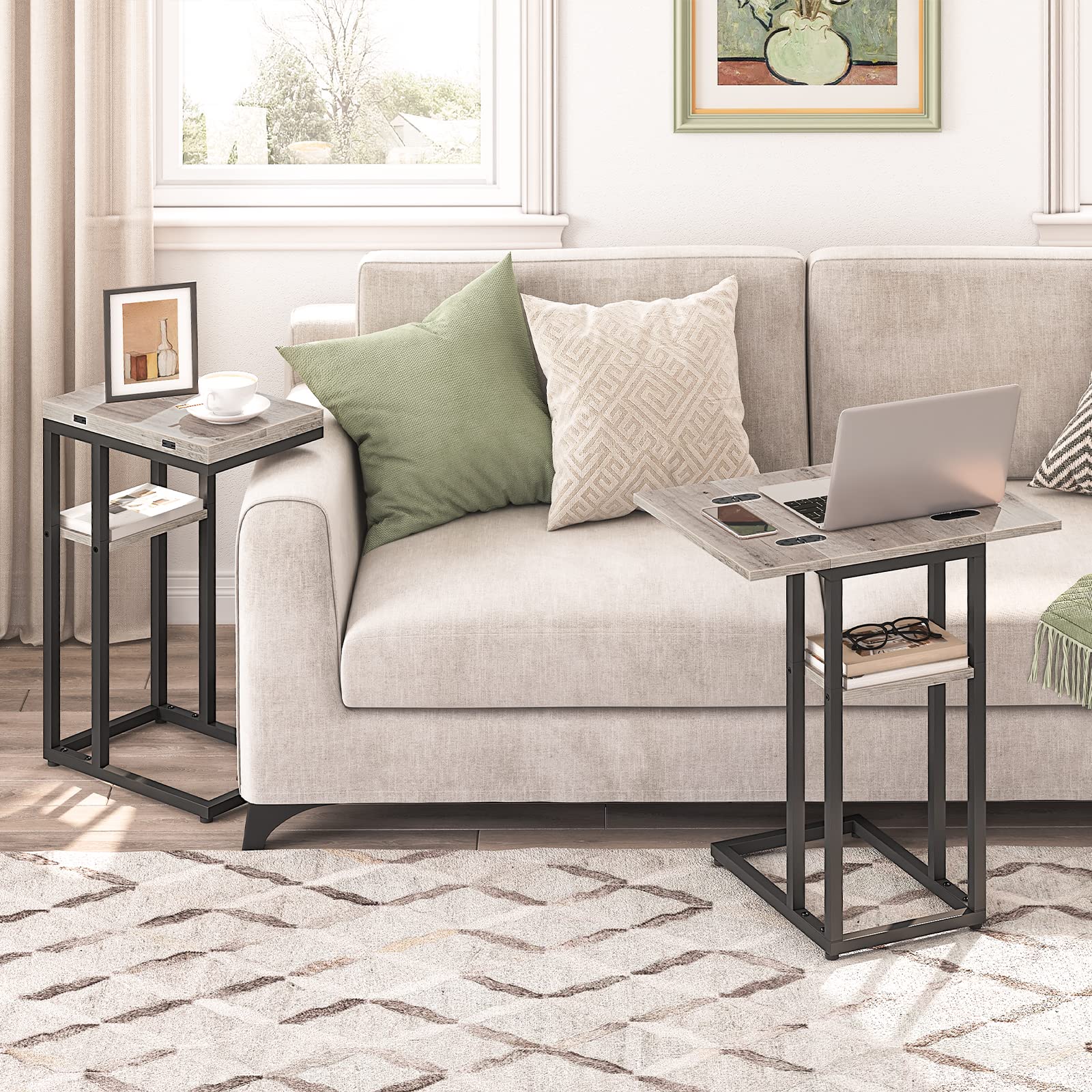 Hoobro Foldable End Table With Expandable Top Smallspaces