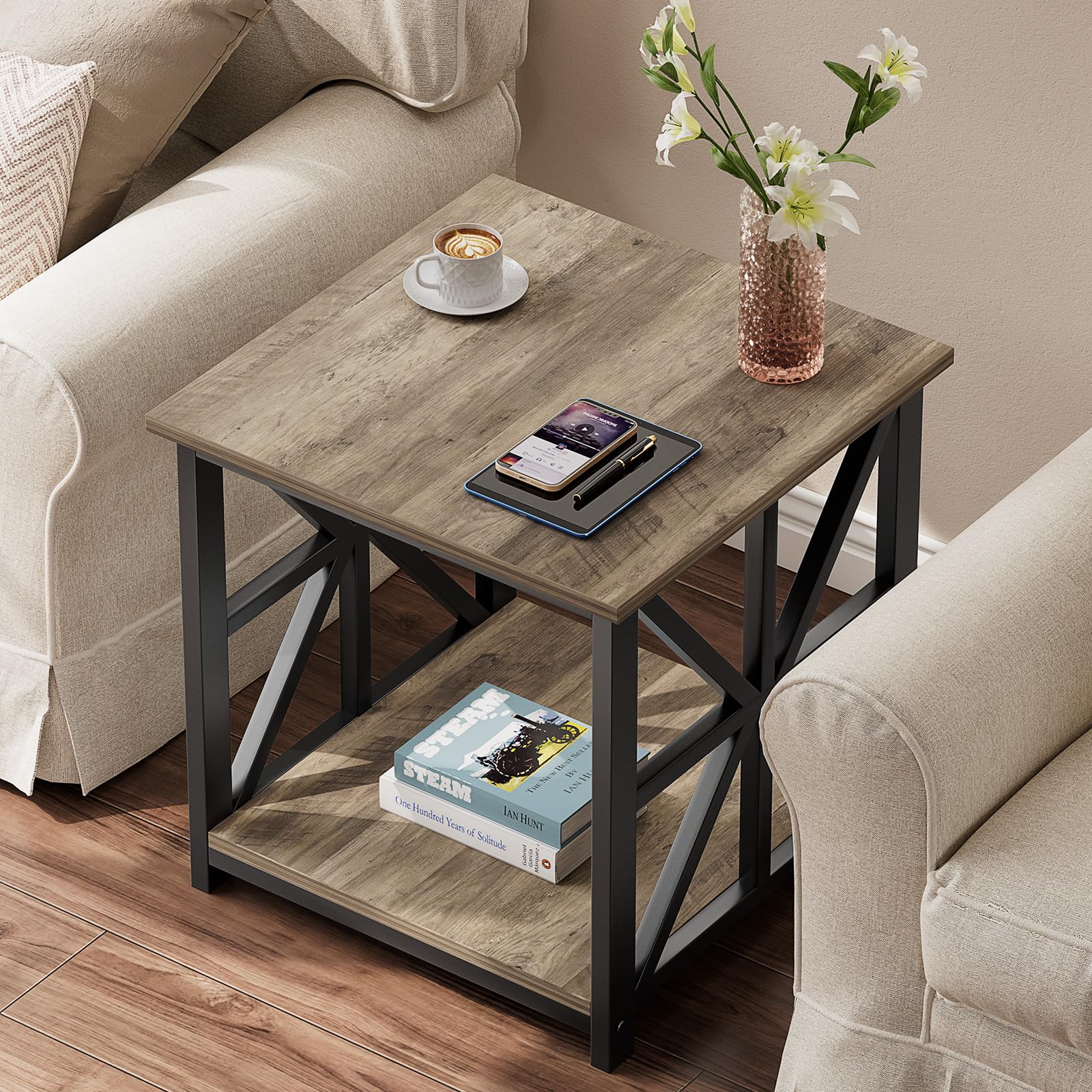 Greenforest End Table 2 Tier Storage For Living Room Modern