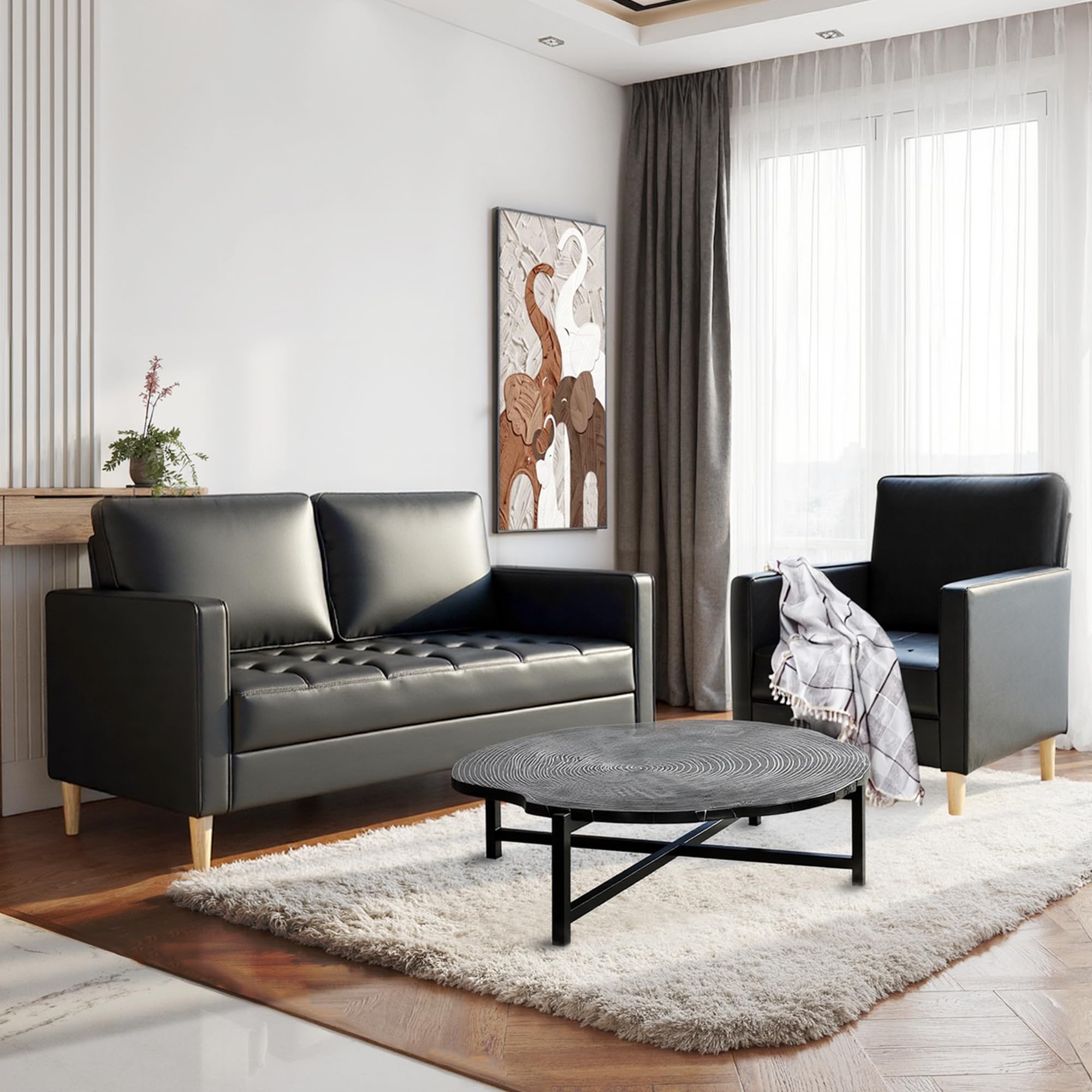 Aileekiss Mid Century Sectional Sofa Set For Small Spaces