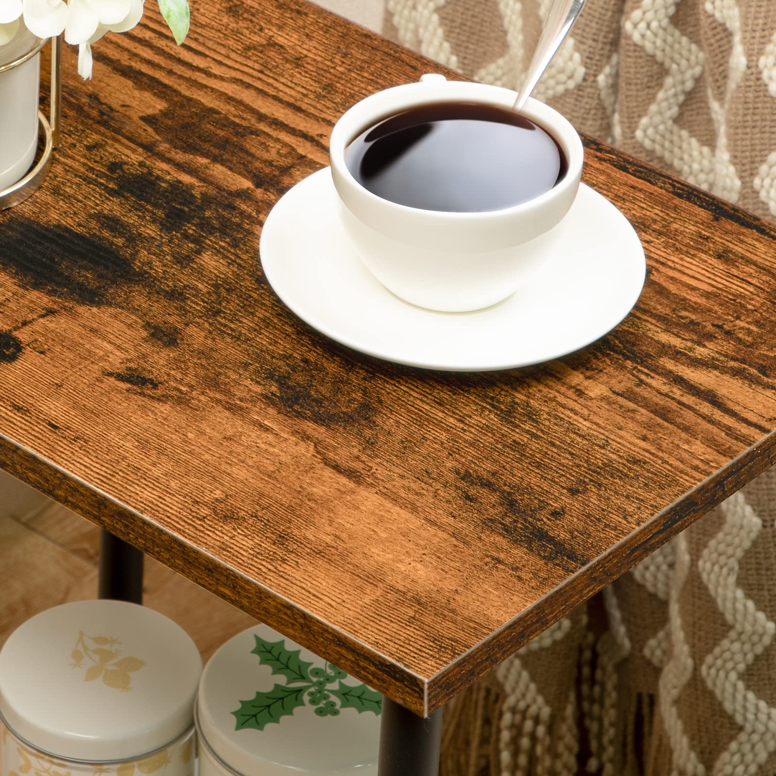 Hoobro End Table For Small Spaces 2-Tier Storage Shelves