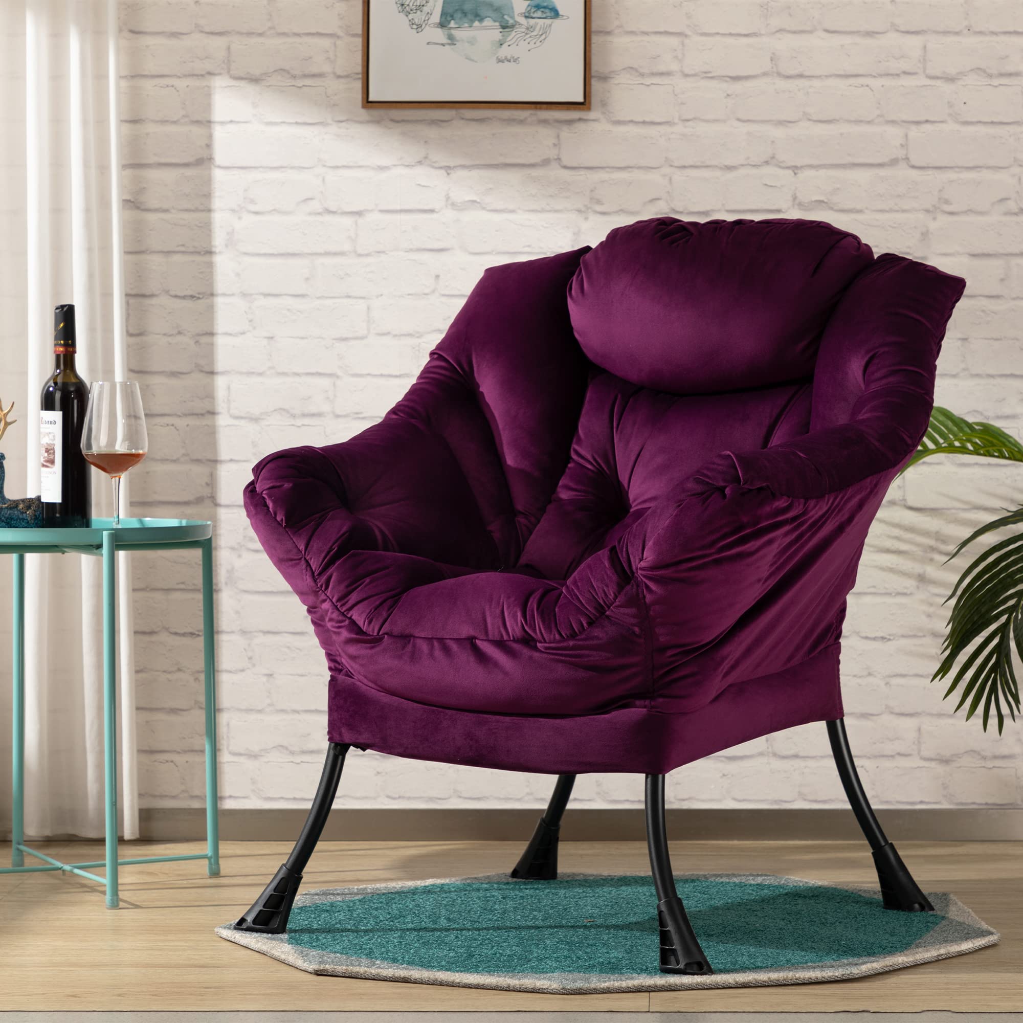 Hollyhome Velvet Comfort Lazy Chair With Armrest Dorms