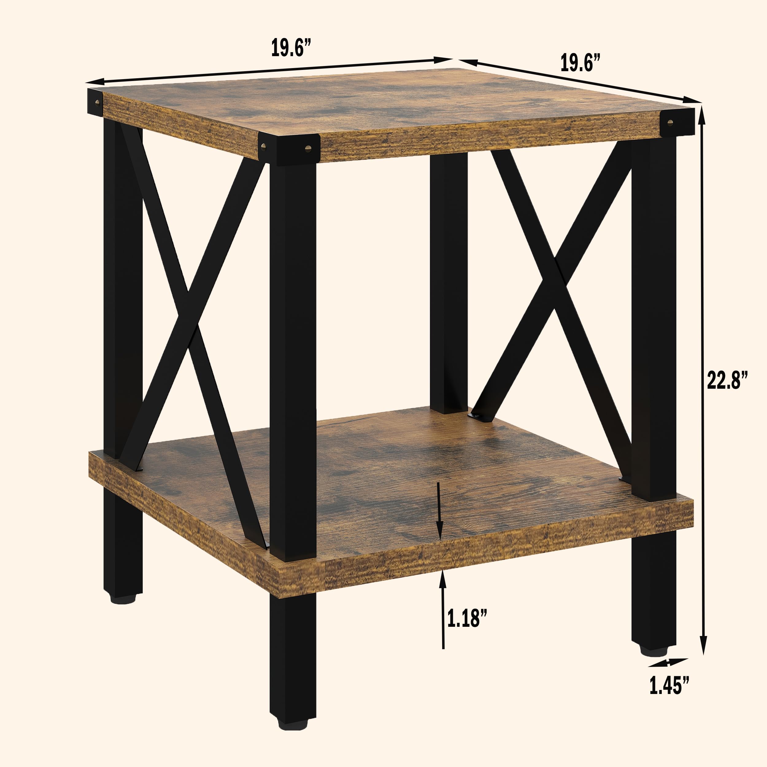 Mmeoluook End Table Living Room Sturdy Shelf Farmhouse
