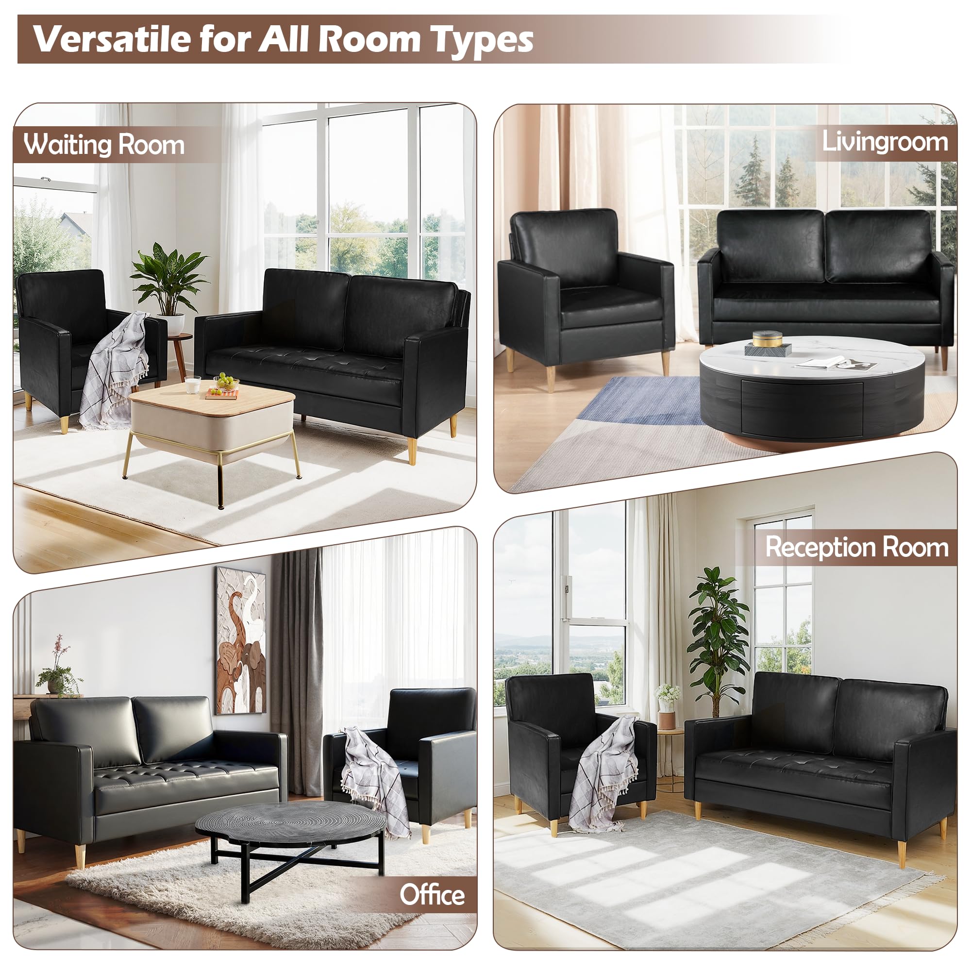 Aileekiss Mid Century Sectional Sofa Set For Small Spaces