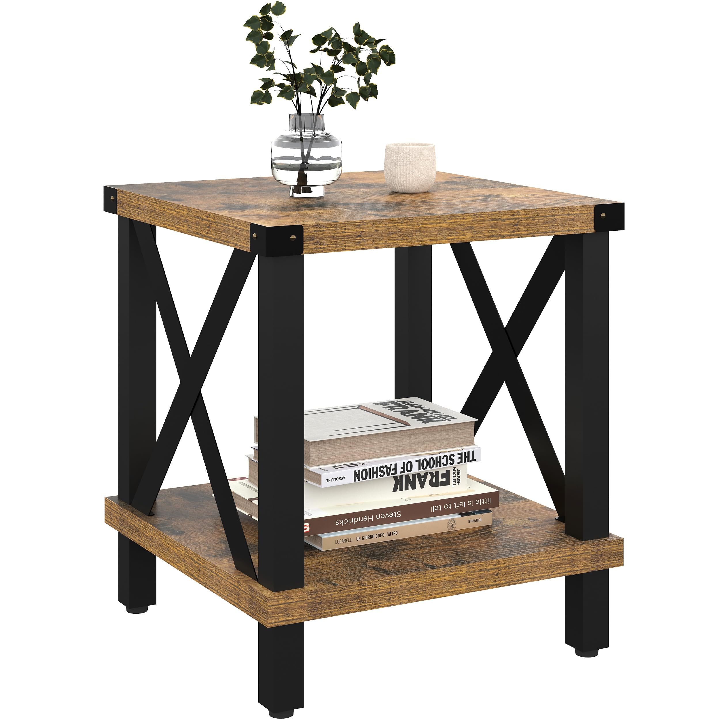 Mmeoluook End Table Living Room Sturdy Shelf Farmhouse