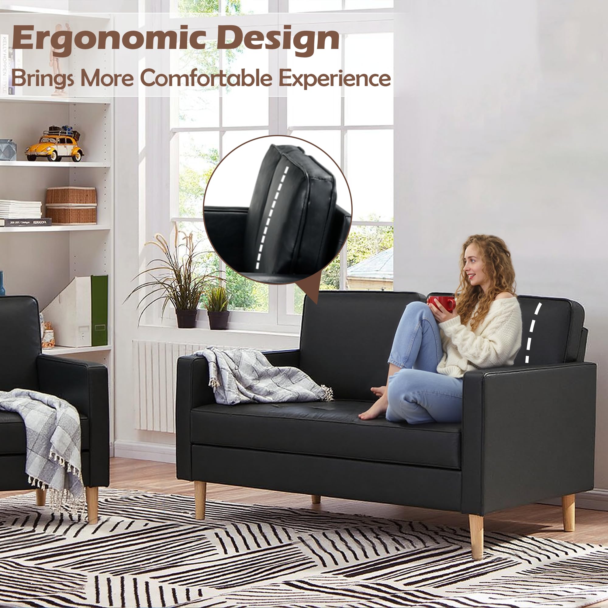 Aileekiss Mid Century Sectional Sofa Set For Small Spaces