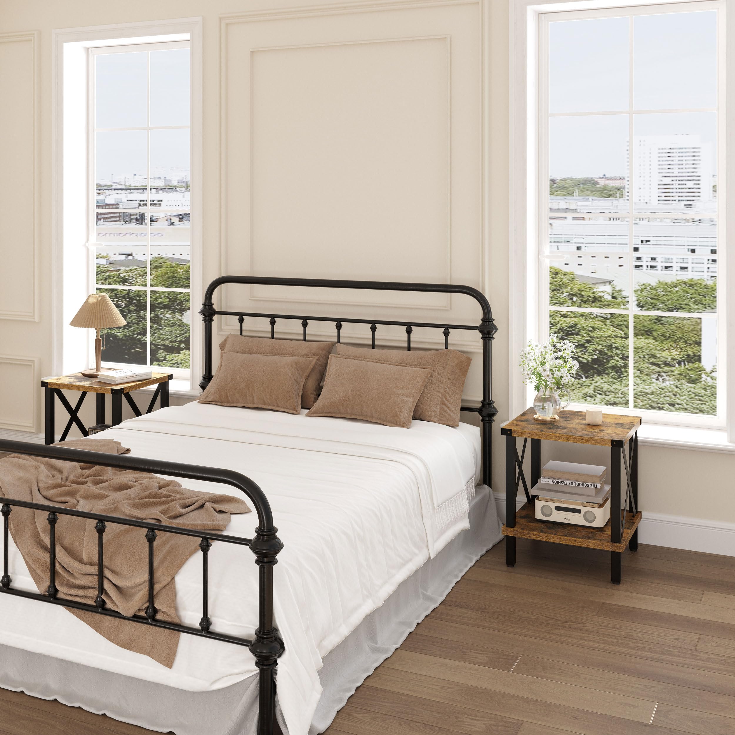 Mmeoluook End Table Living Room Sturdy Shelf Farmhouse