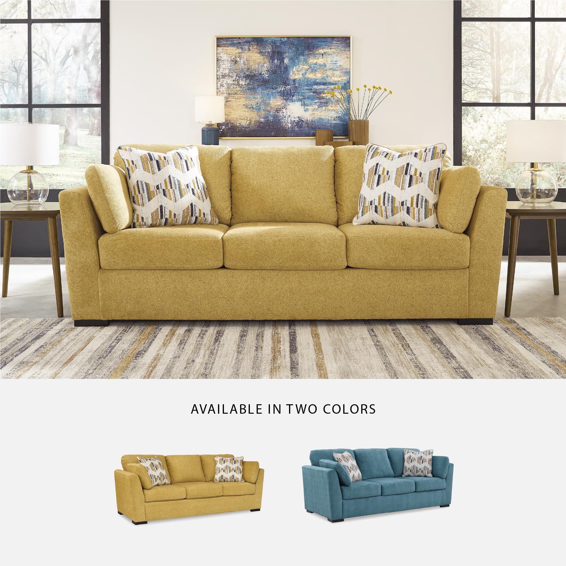 Signature Design By Ashley Sofa Bold Yellow For Living Rooms