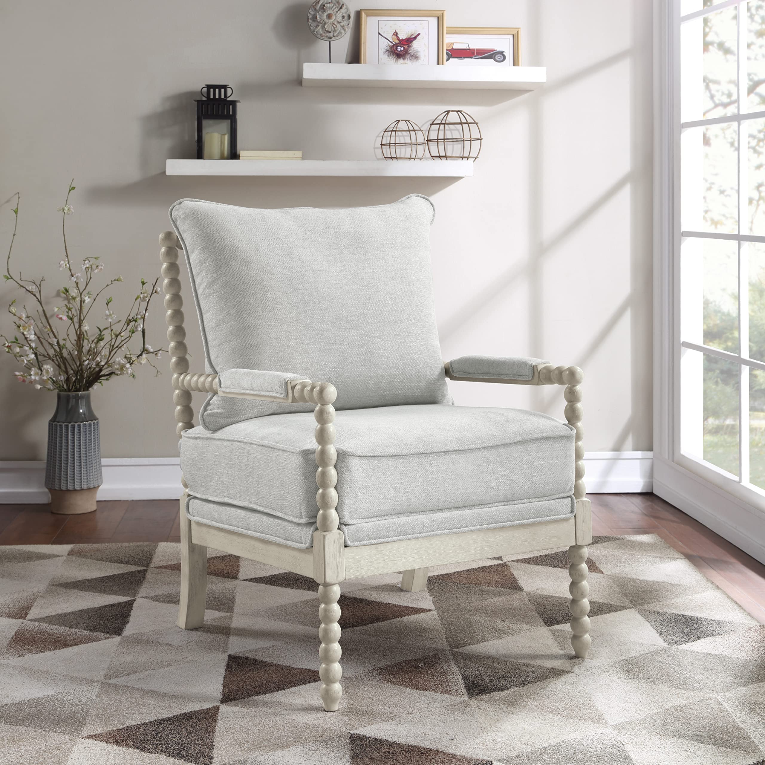 Osp Kaylee Spindle Chair Antique White Frame Living Room