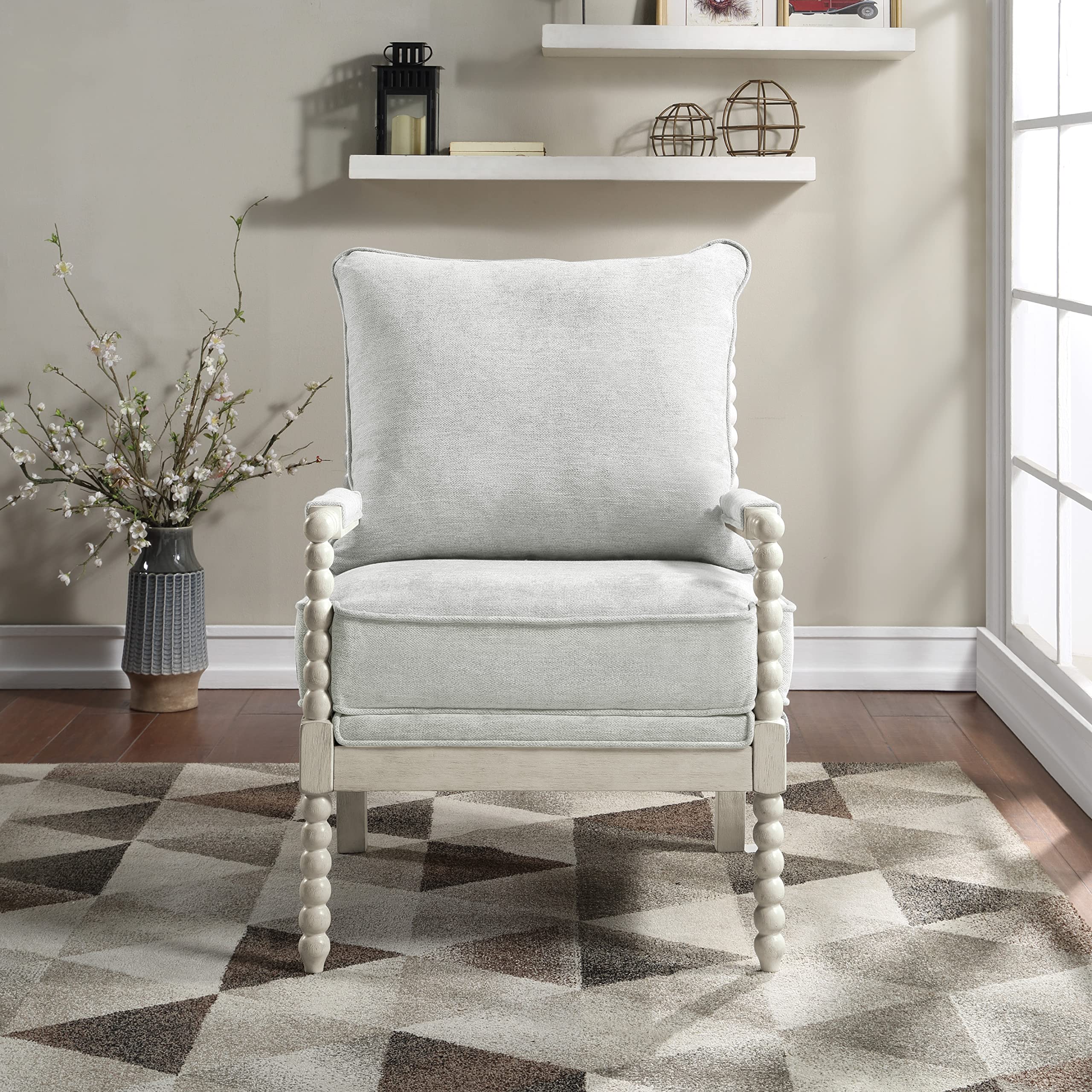Osp Kaylee Spindle Chair Antique White Frame Living Room