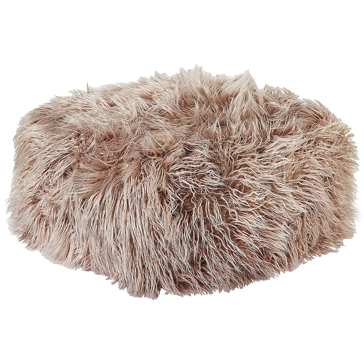 Beliani Boho Pouffe MUKKI Faux Fur Taupe-Furniture Kingdom